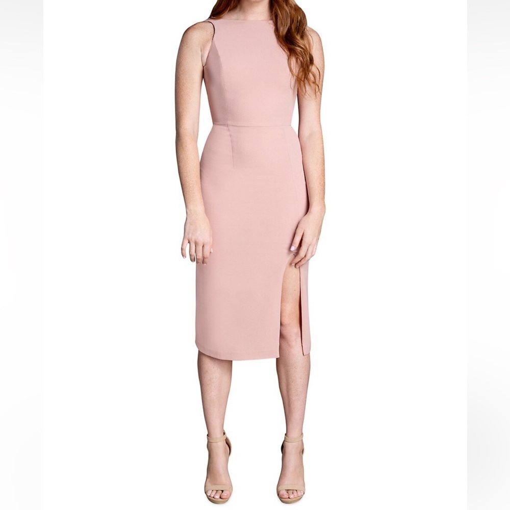 Dress the Population Mackenna Blush Pink Sleeveless Cowl Back Cocktail Dress M